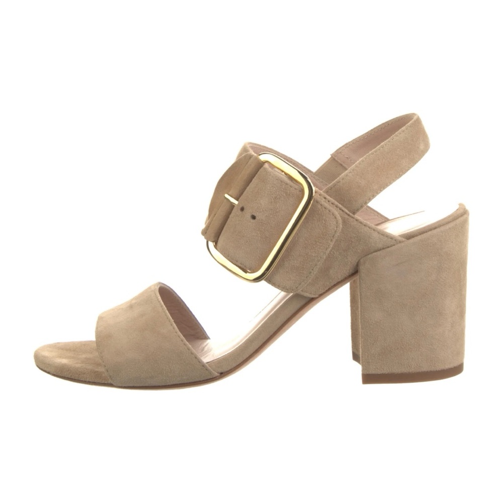 Stuart Weitzman Suede Block Heel Sandals Soho Tan - image 1